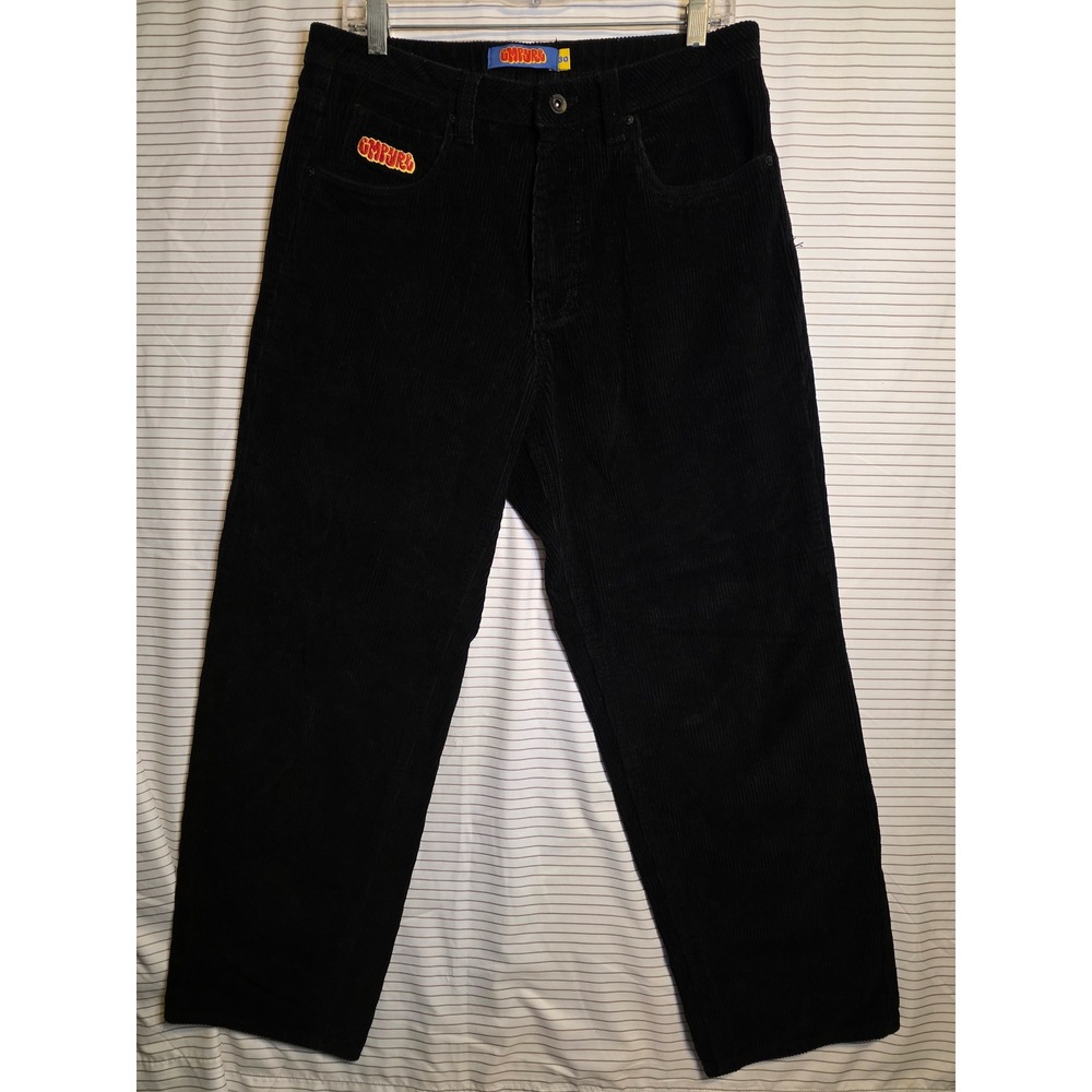 1324 Empyre Relaxed Fit Corduroy Pants Black Mens 30 Skate Streetwear Trousers